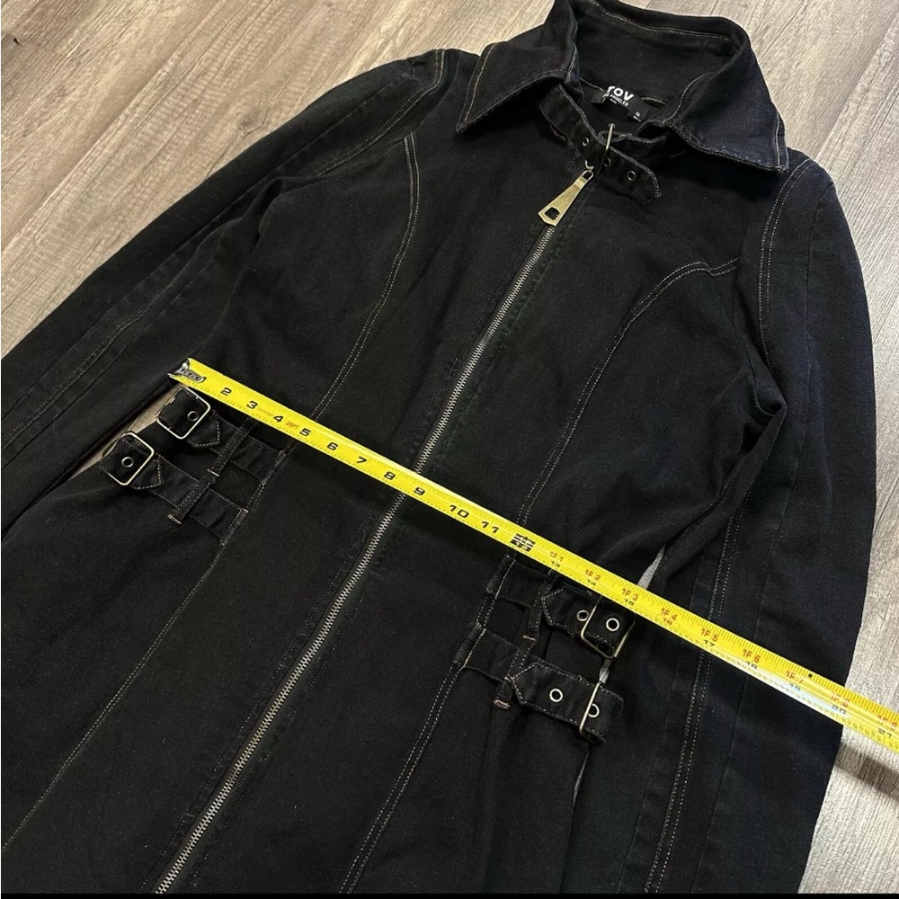 TOV Los Angeles Denim Trench Coat (Black-44) - Picture 5 of 8